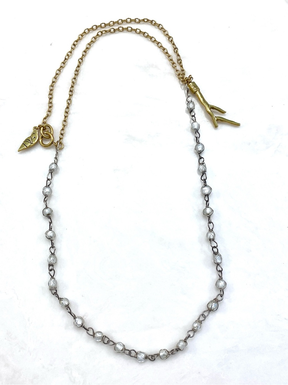 Diane Von Furstenberg Two-Tone Gold and Silver Beaded Charm Necklace